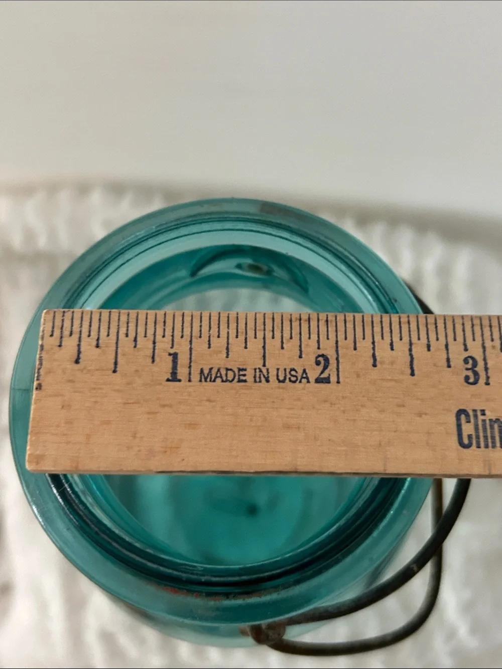 Ball Ideal Blue Glass with Wire Bail Pat July 1908 Quart